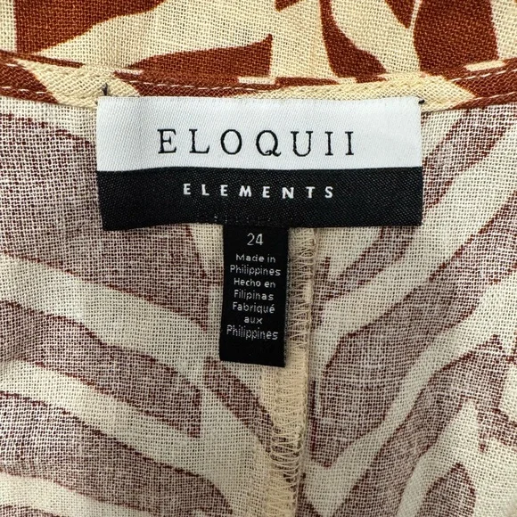 Eloquii Brown and Cream Linen Zebra Print Midi Dress Size 24 - Picture 6 of 8